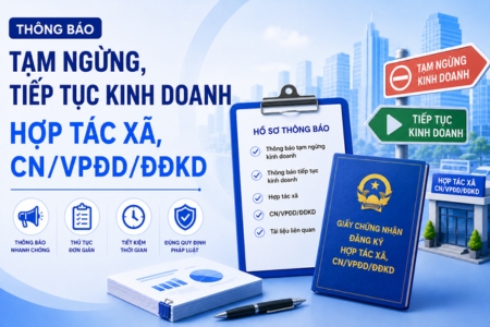 Thông Báo Tạm Ngừng Tiếp Tục Kinh Doanh Hợp Tác Xã CN:VPĐD:ĐĐKD
